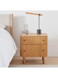 west elm Ellington 2 Drawer Bedside Table, Oak Veneer - thumbnail 2