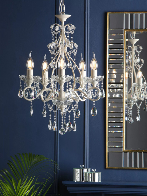 Laura Ashley Shamley Chandelier Ceiling Light, Matt White - image 1