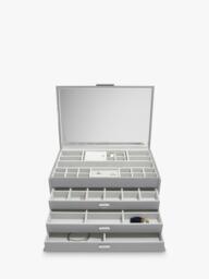 Dulwich Designs Extra Large Leather Jewellery Box, Grey - thumbnail 1