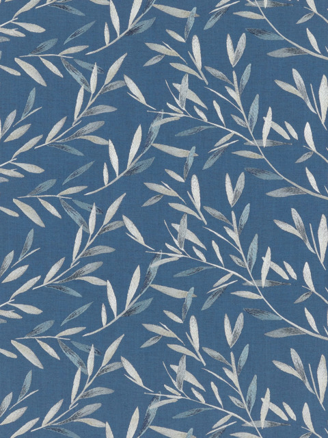 John Lewis Langley Leaf Embroidery Made to Measure Curtains or Roman Blind, Navy - image 1