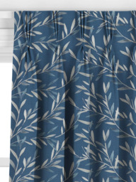 John Lewis Langley Leaf Embroidery Made to Measure Curtains or Roman Blind, Navy - thumbnail 6