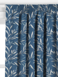 John Lewis Langley Leaf Embroidery Made to Measure Curtains or Roman Blind, Navy - thumbnail 2