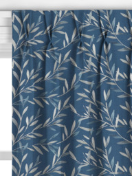 John Lewis Langley Leaf Embroidery Made to Measure Curtains or Roman Blind, Navy - thumbnail 4