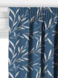 John Lewis Langley Leaf Embroidery Made to Measure Curtains or Roman Blind, Navy - thumbnail 3