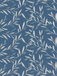 John Lewis Langley Leaf Embroidery Made to Measure Curtains or Roman Blind, Navy - thumbnail 1