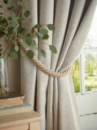 Laura Ashley Milbourne Herringbone Pair Lined Eyelet Curtains, Truffle Natural - thumbnail 4