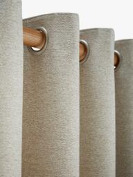 Laura Ashley Milbourne Herringbone Pair Lined Eyelet Curtains, Truffle Natural - thumbnail 3