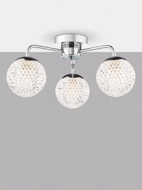 Där Teva 3 Arm Semi Flush Bathroom Ceiling Light, Polished Chrome - image 1