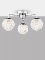 Där Teva 3 Arm Semi Flush Bathroom Ceiling Light, Polished Chrome