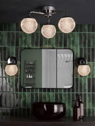 Där Teva 3 Arm Semi Flush Bathroom Ceiling Light, Polished Chrome - thumbnail 2
