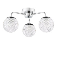 Där Teva 3 Arm Semi Flush Bathroom Ceiling Light, Polished Chrome - thumbnail 3