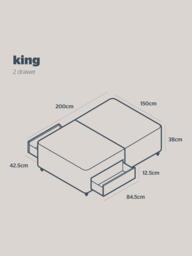 Silentnight Non-Sprung 2 Drawer Upholstered Divan Base, King Size - thumbnail 5