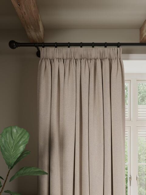 John Lewis Brushed Herringbone Pair Blackout Lined Pencil Pleat Curtains - image 1