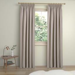 John Lewis Brushed Herringbone Pair Blackout Lined Pencil Pleat Curtains - thumbnail 3