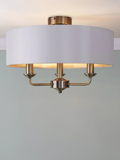 Laura Ashley Sorrento 3 Arm Semi-Flush Ceiling Light, Antique Brass - image 1