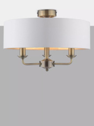 Laura Ashley Sorrento 3 Arm Semi-Flush Ceiling Light, Antique Brass - thumbnail 3