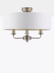 Laura Ashley Sorrento 3 Arm Semi-Flush Ceiling Light, Antique Brass - thumbnail 4