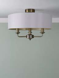Laura Ashley Sorrento 3 Arm Semi-Flush Ceiling Light, Antique Brass - thumbnail 2