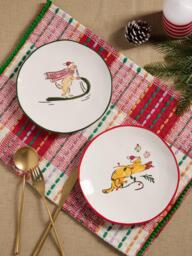 Wednesday Tea Collective Christmas Cat Stoneware Plates, Set of 2, 19cm - thumbnail 4