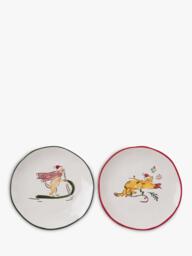 Wednesday Tea Collective Christmas Cat Stoneware Plates, Set of 2, 19cm - thumbnail 1