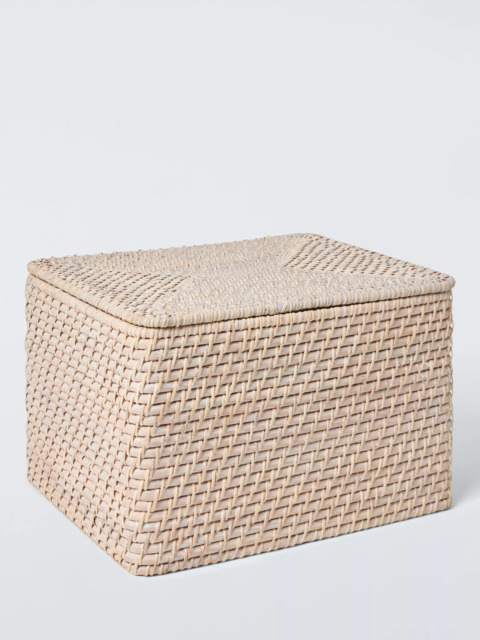 John Lewis Lidded Rattan Storage Basket, Off White - image 1