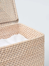 John Lewis Lidded Rattan Storage Basket, Off White - thumbnail 3