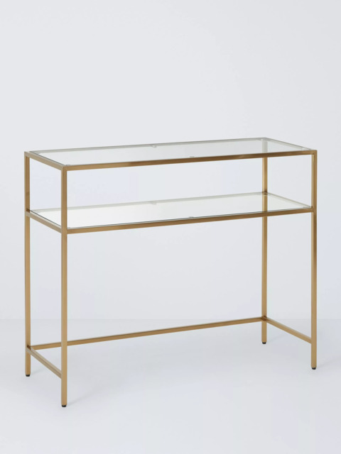 John Lewis Langham Rectangular Glass Console Table, Brass - image 1
