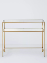 John Lewis Langham Rectangular Glass Console Table, Brass - thumbnail 2