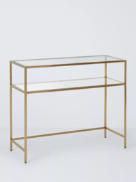 John Lewis Langham Rectangular Glass Console Table, Brass - thumbnail 1