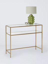 John Lewis Langham Rectangular Glass Console Table, Brass - thumbnail 4