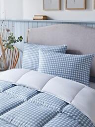 Night Lark Gingham Coverless Duvet & Pillowcase Set, 10.5 Tog, Dusk Blue - thumbnail 4