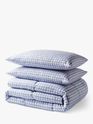 Night Lark Gingham Coverless Duvet & Pillowcase Set, 10.5 Tog, Dusk Blue - thumbnail 2