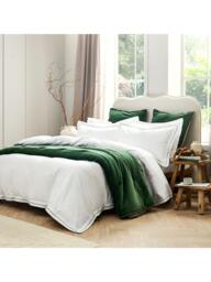 Christy Wave Duvet Cover Set, White / Green - thumbnail 1