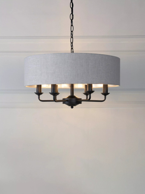Laura Ashley Sorrento 6 Arm Ceiling Light, Black - image 1