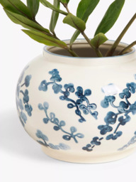 John Lewis Hand Painted Floral Stoneware Vase, H15cm, Blue/White - thumbnail 3