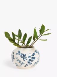 John Lewis Hand Painted Floral Stoneware Vase, H15cm, Blue/White - thumbnail 2
