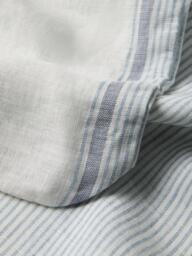 Piglet in Bed Farmhouse Stripe Linen Blend Fitted Sheet, Dusk Blue - thumbnail 3