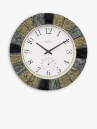 Acctim Bowfell Indoor/Outdoor Thermometer Analogue Wall Clock, 26cm, Slate - thumbnail 1