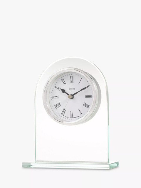 Acctim Ascott Glass Mantel Clock, Clear/Chrome, H17cm - image 1
