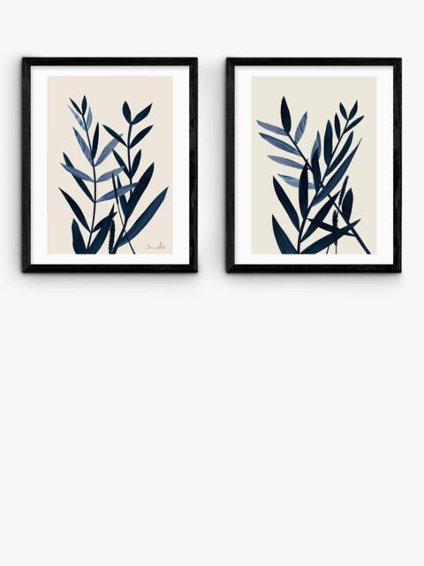EAST END PRINTS Dan Hobday 'Blue Plant' Framed Print, Set of 2, 53.4 x 43.4cm, Black - image 1