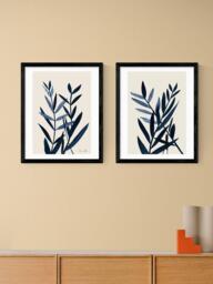 EAST END PRINTS Dan Hobday 'Blue Plant' Framed Print, Set of 2, 53.4 x 43.4cm, Black - thumbnail 2
