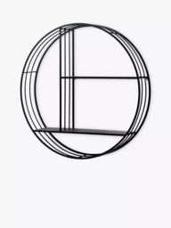 Gallery Direct Watts Round Metal Frame Wall Shelving Unit, 74cm, Black - thumbnail 2