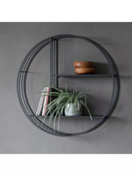 Gallery Direct Watts Round Metal Frame Wall Shelving Unit, 74cm, Black - thumbnail 3