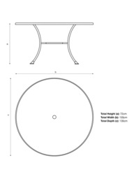 John Lewis Henley by KETTLER 6-Seater Round Garden Dining Table, Iron Grey - thumbnail 2