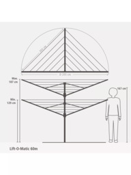 Brabantia Lift-O-Matic Rotary Clothes Outdoor Airer Washing Line, with Soil Spear and Cover, 60m - thumbnail 6