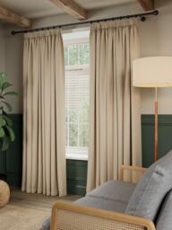 John Lewis Rustic Basketweave Pair Blackout Lined Pencil Pleat Curtains - thumbnail 6