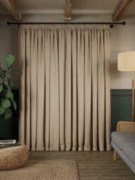 John Lewis Rustic Basketweave Pair Blackout Lined Pencil Pleat Curtains - thumbnail 4