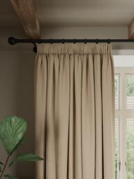 John Lewis Rustic Basketweave Pair Blackout Lined Pencil Pleat Curtains - thumbnail 1