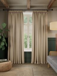 John Lewis Rustic Basketweave Pair Blackout Lined Pencil Pleat Curtains - thumbnail 2