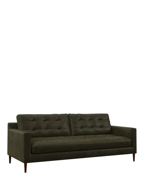 John Lewis Draper II Large 3 Seater Leather Sofa, Dark Leg - image 1